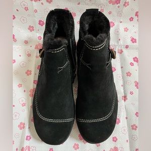 Clarks Roseville Aster Black Ankle Boots Leather/Suede Womens Size 7 WIDE